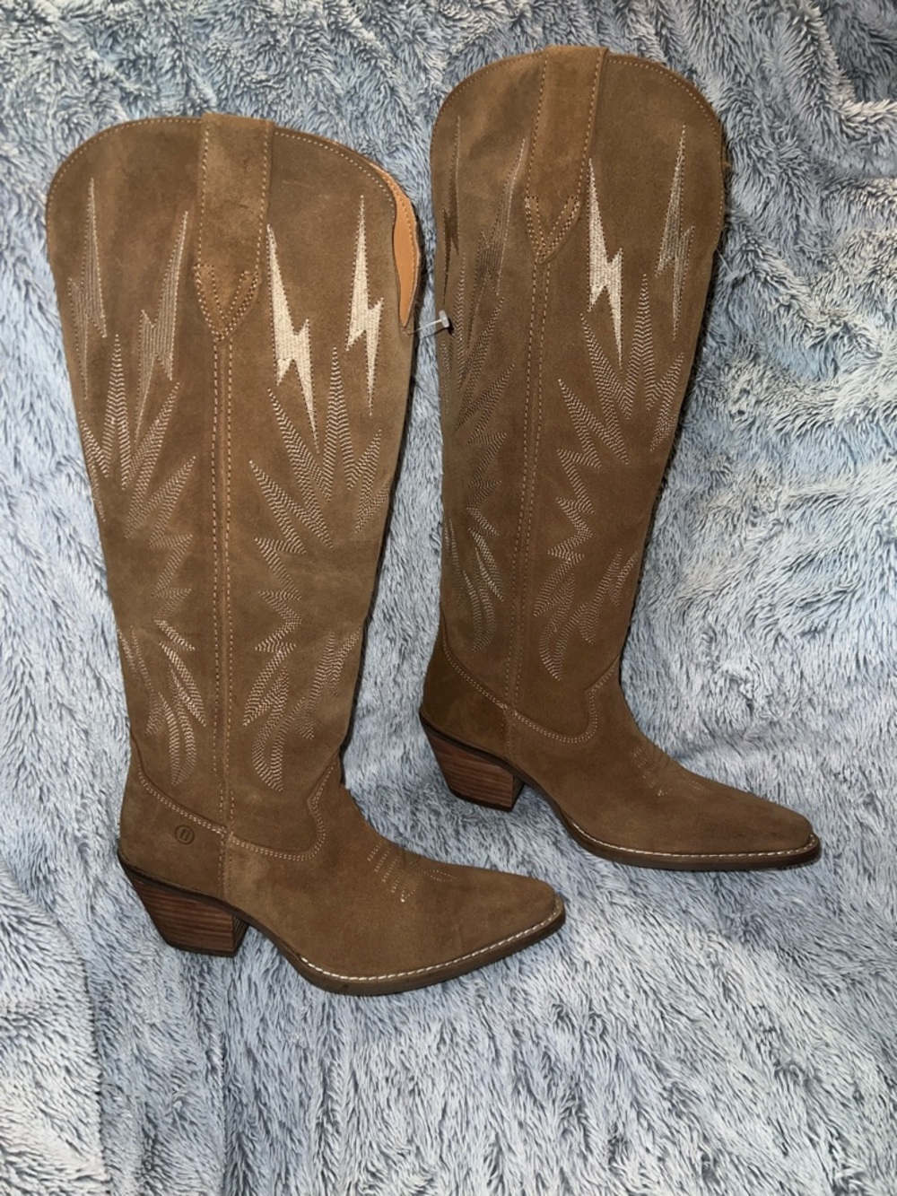 👣DINGO 1969 Thunder Road Camel Tan Suede Cowboy Cowgirl Western Tall Boots 6.5 - Picture 7 of 13